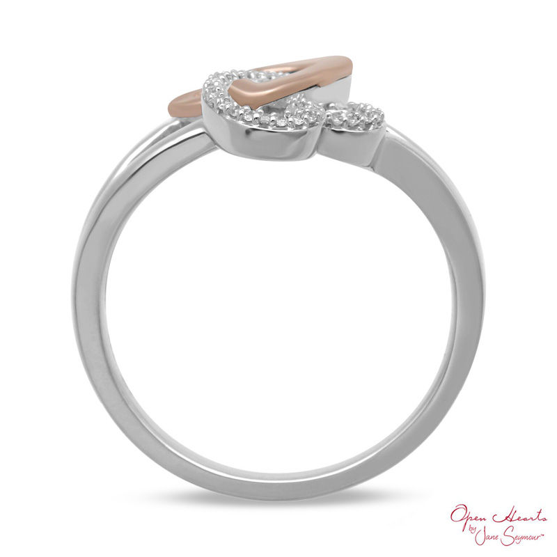 Open Hearts by Jane Seymour™ 0.04 CT. T.W. Diamond Half and Half Ring in Sterling Silver and 10K Rose Gold