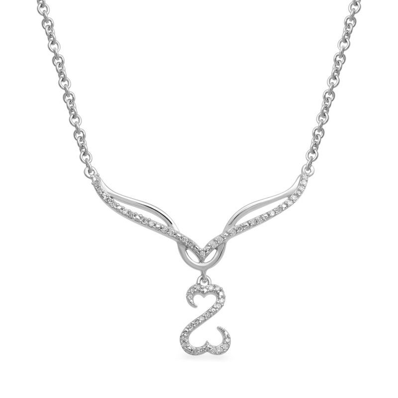 Open Hearts by Jane Seymour™ 0.07 CT. T.W. Diamond Twist Necklace in Sterling Silver - 17"