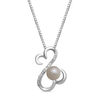 Open Hearts by Jane Seymour™ 5.0mm Cultured Freshwater Pearl and 0.04 CT. T.W. Diamond Pendant in Sterling Silver
