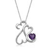 Open Hearts Family by Jane Seymour™ 6.0mm Amethyst and Diamond Motherly Love Pendant in Sterling Silver