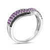 Thumbnail Image 2 of Amethyst and 0.09 CT. T.W. Black Diamond Triple Row Chevron Band in Sterling Silver