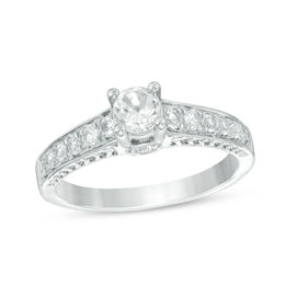 4.5mm Lab-Created White Sapphire Engagement Ring in 10K White Gold