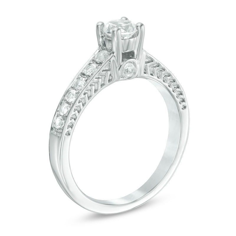 4.5mm Lab-Created White Sapphire Engagement Ring in 10K White Gold