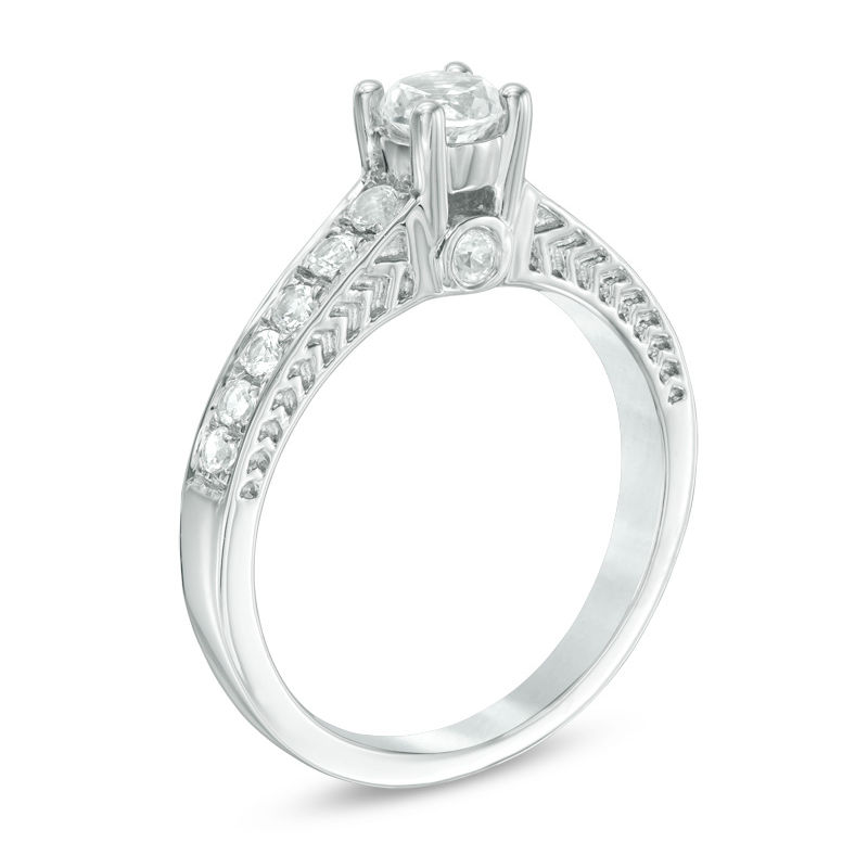 Main Image 2 of 4.5mm Lab-Created White Sapphire Engagement Ring in 10K White Gold