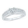 Thumbnail Image 0 of 4.5mm Princess-Cut Lab-Created White Sapphire Engagement Ring in Sterling Silver