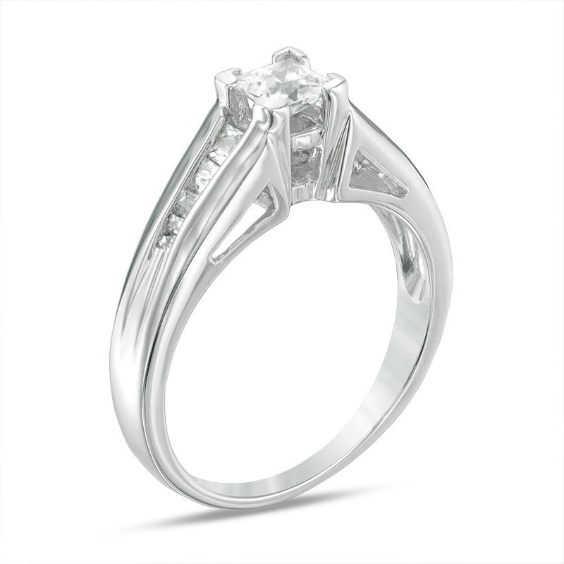 4.5mm Princess-Cut Lab-Created White Sapphire Engagement Ring in Sterling  Silver