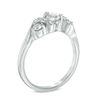 Thumbnail Image 1 of 4.0mm Lab-Created White Sapphire and 0.11 CT. T.W. Diamond Overlay Three Stone Ring in Sterling Silver