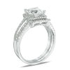 Thumbnail Image 2 of 6.0mm Princess-Cut Lab-Created White Sapphire and 0.25 CT. T.W. Diamond Frame Split Shank Bridal Set in 10K White Gold