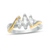 Thumbnail Image 0 of Marquise Lab-Created White Sapphire Three Stone Engagement Ring in Sterling Silver and 10K Gold