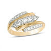 Thumbnail Image 0 of Lab-Created White Sapphire Five Stone Bypass Ring in 10K Gold