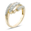 Thumbnail Image 1 of Lab-Created White Sapphire Five Stone Bypass Ring in 10K Gold