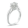 Thumbnail Image 2 of 6.0mm Lab-Created White Sapphire and 0.11 CT. T.W. Diamond Frame Engagement Ring in 10K White Gold