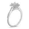 Thumbnail Image 2 of 4.3mm Princess-Cut Lab-Created White Sapphire and 0.15 CT. T.W. Diamond Frame Engagement Ring in 10K White Gold