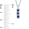 Thumbnail Image 1 of 3.0mm Lab-Created Blue Sapphire and Diamond Accent Linear Three Stone Bar Pendant in 10K White Gold