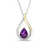 Thumbnail Image 0 of Pear-Shaped Amethyst and Diamond Accent Teardrop Pendant in Sterling Silver and 10K Gold