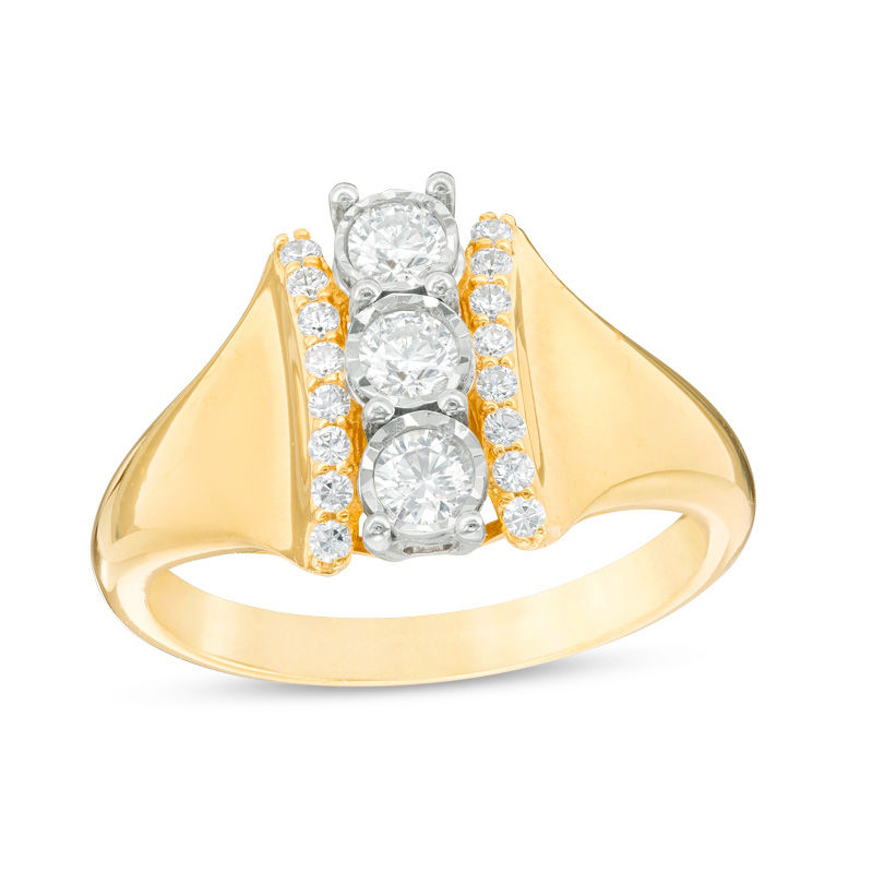 0.45 CT. T.W. Diamond Past Present Future® Linear Ring in 14K Gold|Peoples Jewellers