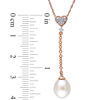 Thumbnail Image 2 of 8.0 - 8.5mm Baroque Cultured Freshwater Pearl and Diamond Accent Heart "Y" Necklace in 10K Rose Gold