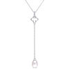 Thumbnail Image 0 of 8.0-8.5mm Baroque Cultured Freshwater Pearl and White Topaz Clover "Y" Pendant in Sterling Silver
