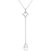 8.0-8.5mm Baroque Freshwater Cultured Pearl and White Topaz Clover "Y" Pendant in Sterling Silver