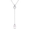 8.0-8.5mm Baroque Freshwater Cultured Pearl and White Topaz Buckle "Y" Pendant in Sterling Silver