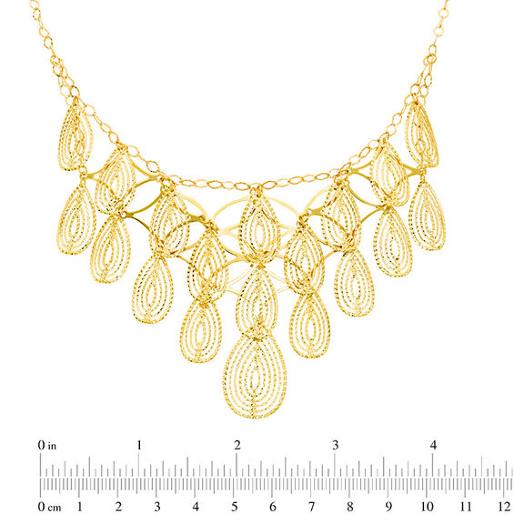 Made in Italy Diamond-Cut Multi-Teardrop Bib Necklace in 10K Gold - 19"