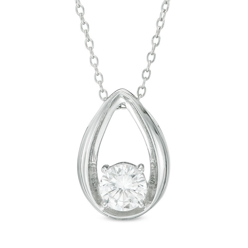 6.0mm Lab-Created White Sapphire Teardrop Pendant in Sterling Silver