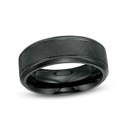 8.0mm Textured Wedding Band in Tantalum with Black Ion-Plate – Size 10