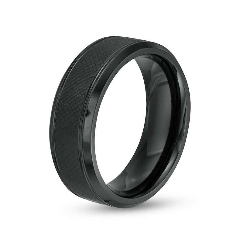 Men's 8.0mm Textured Wedding Band in Tantalum with Black Ion-Plate – Size 10