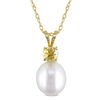 Thumbnail Image 0 of 8.0 - 8.5mm Baroque Cultured Freshwater Pearl and Citrine Pendant in 14K Gold - 17"