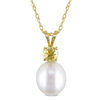 8.0-8.5mm Baroque Freshwater Cultured Pearl and Citrine Pendant in 14K Gold-17"