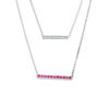 Thumbnail Image 0 of Lab-Created Ruby and Diamond Accent Double Strand Bar Necklace in Sterling Silver