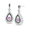 Thumbnail Image 0 of Unstoppable Love™ Lab-Created Pink Sapphire and 0.45 CT. T.W. Diamond Teardrop Earrings in Sterling Silver