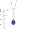 Thumbnail Image 1 of Pear-Shaped Lab-Created Blue Sapphire and 0.23 CT. T.W. Diamond Cascading Drop Pendant in Sterling Silver