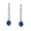 Thumbnail Image 0 of Pear-Shaped Lab-Created Blue Sapphire and 0.30 CT. T.W. Diamond Cascading Drop Earrings in Sterling Silver