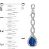 Thumbnail Image 1 of Pear-Shaped Lab-Created Blue Sapphire and 0.30 CT. T.W. Diamond Cascading Drop Earrings in Sterling Silver