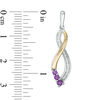 Thumbnail Image 1 of Amethyst and Diamond Accent Three Stone Infinity Drop Earrings in Sterling Silver and 10K Gold
