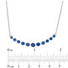 Graduated Lab-Created Blue Sapphire Curved Bar Necklace in Sterling Silver