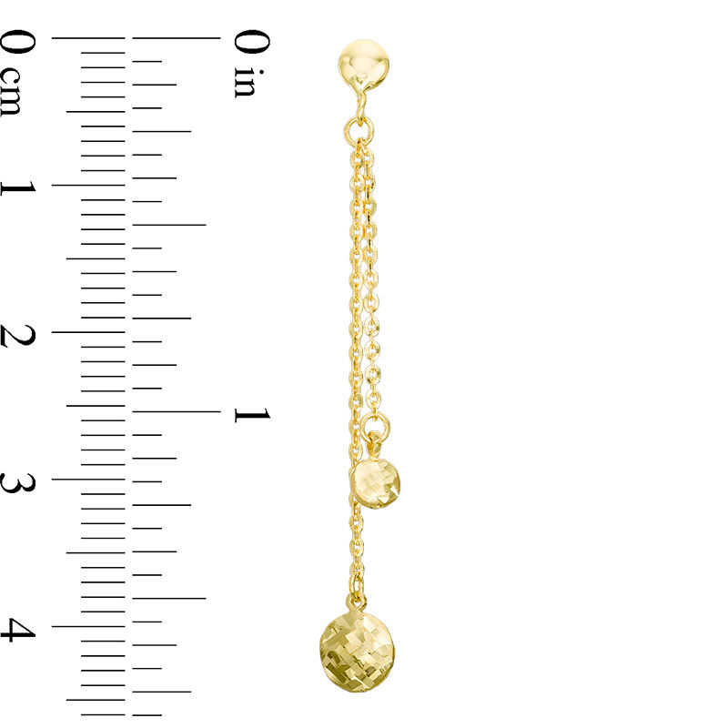 Main Image 2 of Made in Italy Hammered Ball Double Chain Drop Earrings in 10K Gold