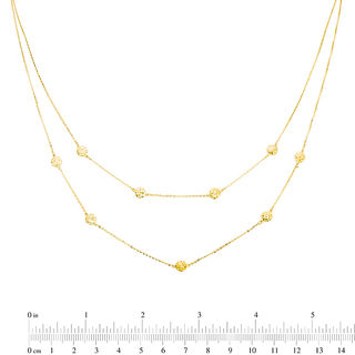Made in Italy Hammered Ball Station Double Strand Necklace in 10K Gold