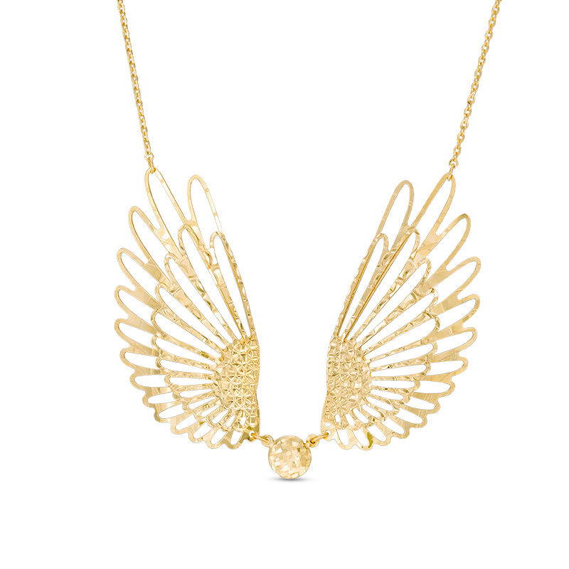 Made in Italy Diamond-Cut Ball with Wings Necklace in 10K Gold - 19"|Peoples Jewellers