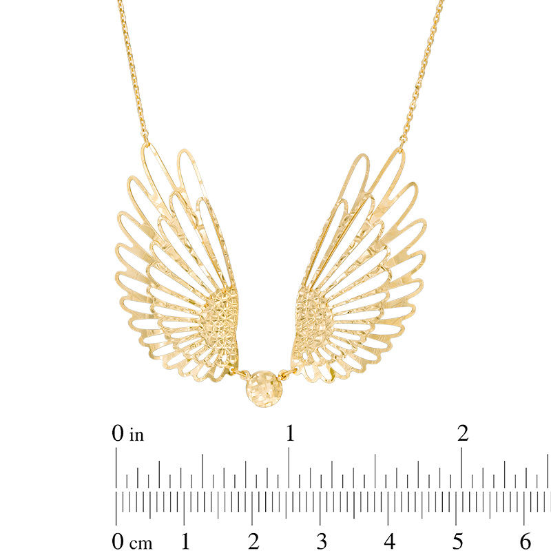 Made in Italy Diamond-Cut Ball with Wings Necklace in 10K Gold - 19"