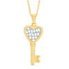 Thumbnail Image 0 of Made in Italy Diamond-Cut Lattice Heart-Top Key Pendant in 10K Two-Tone Gold