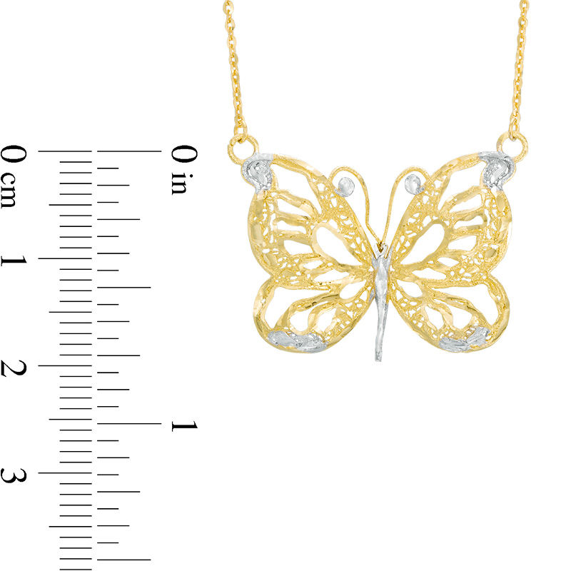 Made in Italy Diamond-Cut Butterfly Necklace in 10K Two-Tone Gold - 19"