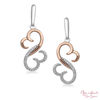 Thumbnail Image 1 of Open Hearts by Jane Seymour™ 0.04 CT. T.W. Diamond Half and Half Drop Earrings in Sterling Silver and 10K Rose Gold