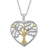 Thumbnail Image 1 of Open Hearts Family by Jane Seymour™ 0.10 CT. T.W. Diamond Tree Heart Pendant in Sterling Silver and 10K Gold