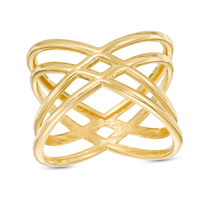 Double Orbit "X" Ring in 10K Gold|Peoples Jewellers