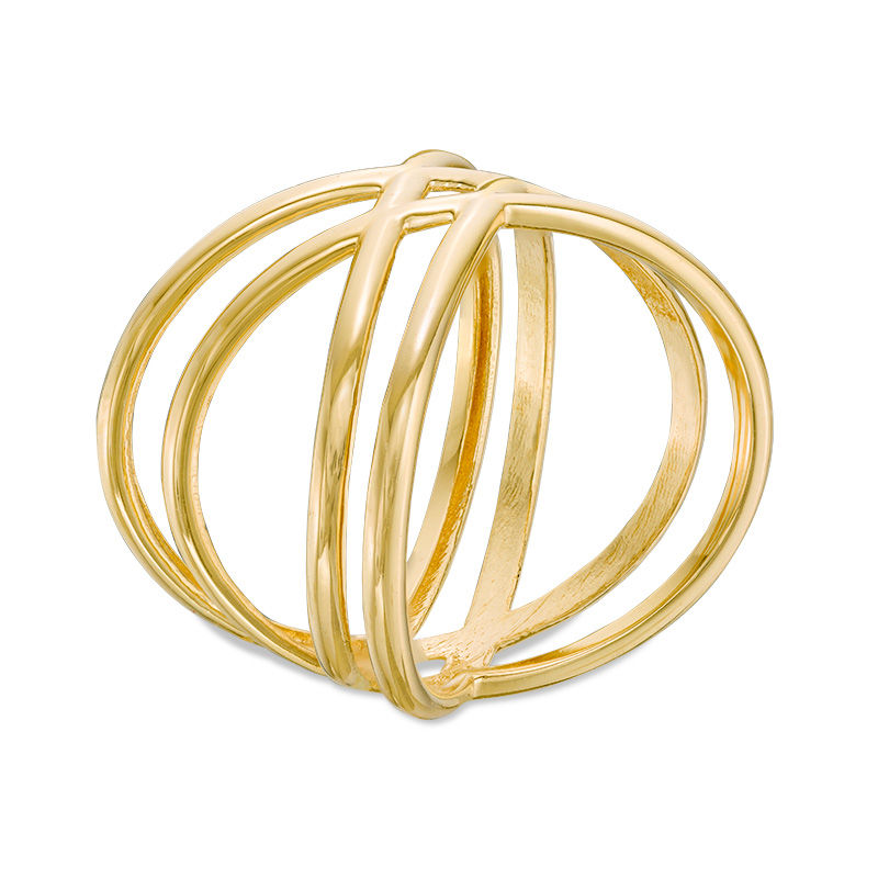 Double Orbit "X" Ring in 10K Gold