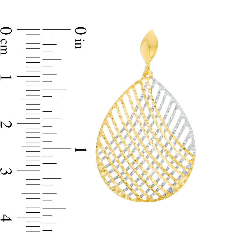 Made in Italy Diamond-Cut Lattice Teardrop Earrings in 10K Two-Tone Gold
