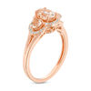 Thumbnail Image 2 of Oval Morganite and 0.12 CT. T.W. Diamond Frame Three Stone Ring in 10K Rose Gold