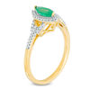 Thumbnail Image 2 of Marquise Emerald and 0.14 CT. T.W. Diamond Frame Buckle Ring in 10K Gold